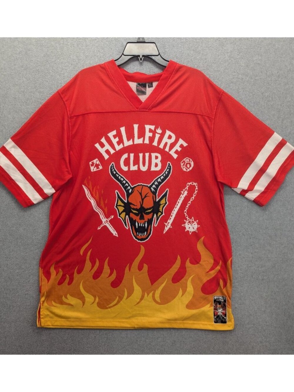 Stranger Things Shirt Mens 3XL Red Hellfire Club 86 Flames Graphic Tee Jersey